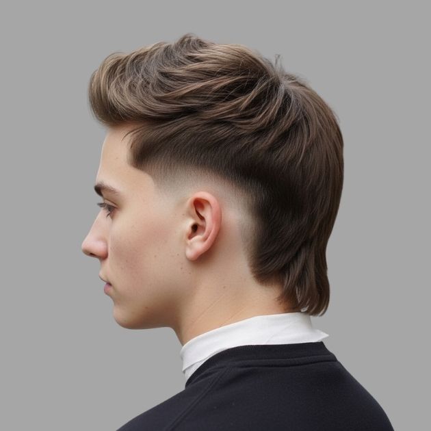 Low Taper Burst Fade Mullet