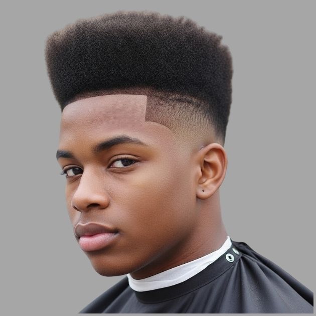 Low Taper Fade with Blowout Black Male