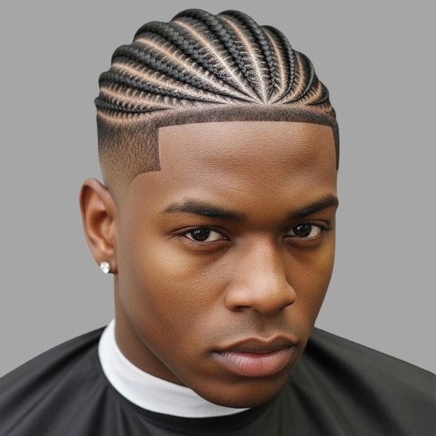 Low Taper Fade with Cornrows