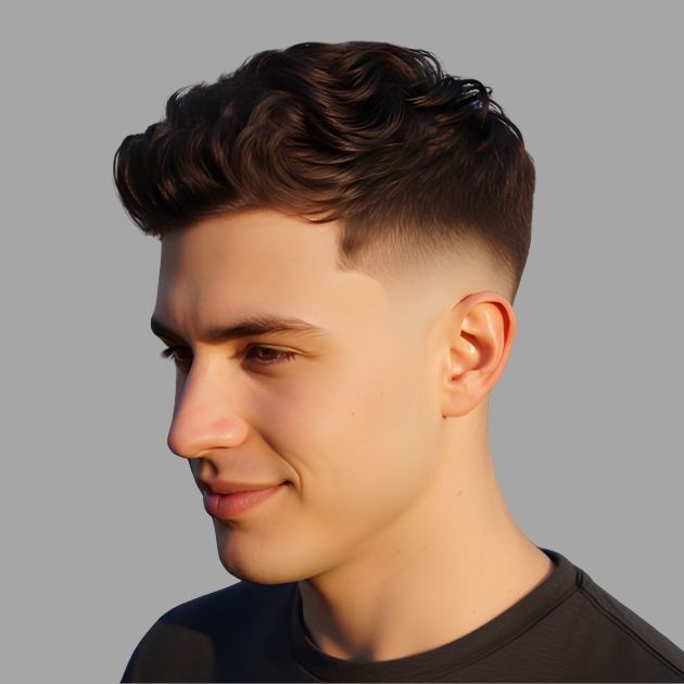 Low Taper Fade with Curly Top