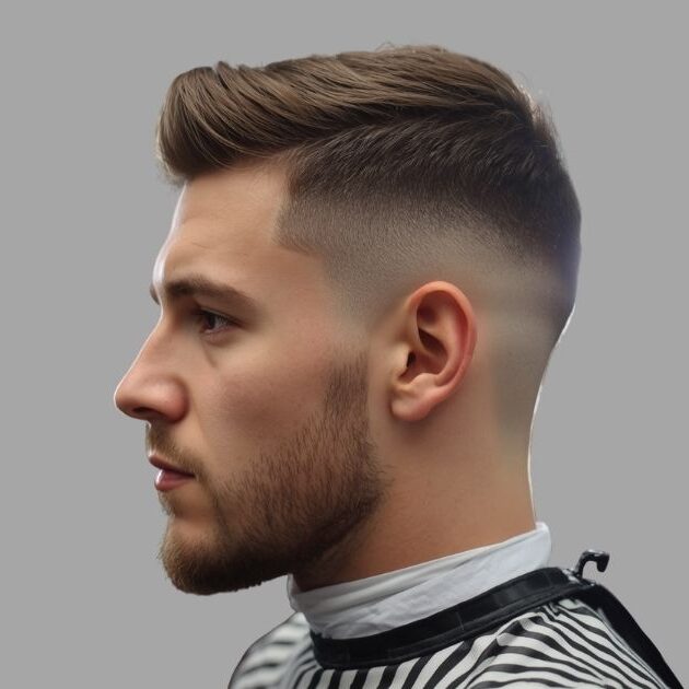 Low Taper Fade with Hard Part