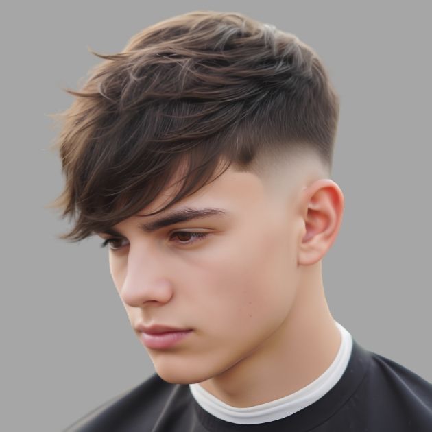 Low Taper Fade with Messy Fringe