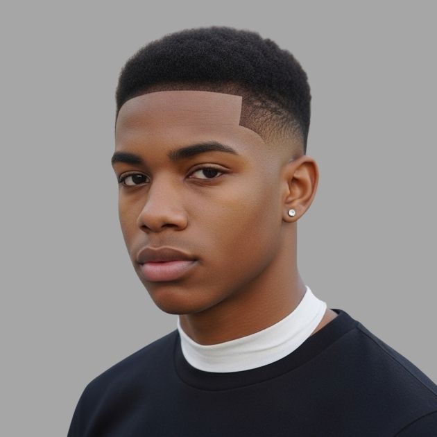 Low Taper Fade with Short Crop Black Male
