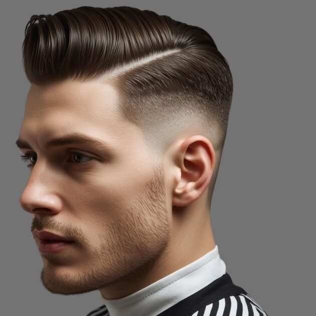 Pompadour-Inspired Wavy Low Taper