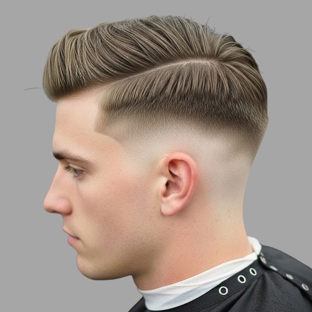 Side Part Low Drop Fade Undercut