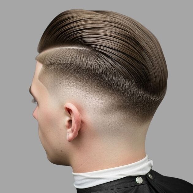 Slicked-Back Long Top Low Taper Fade