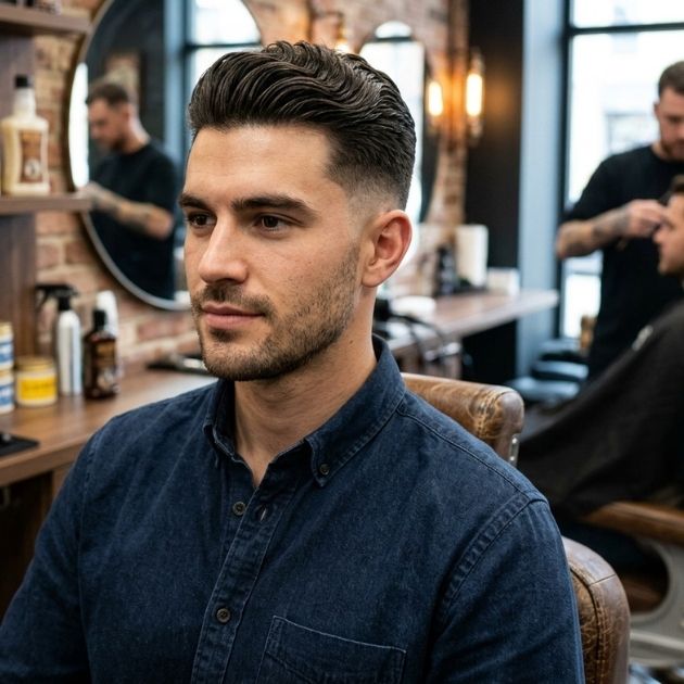 Brushed Back Wavy Crew Cut