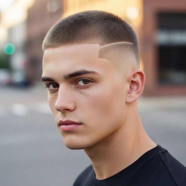 Buzz Cut With Mid Fade