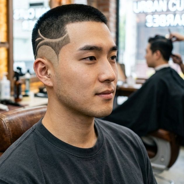 Buzz Cut with Design Line