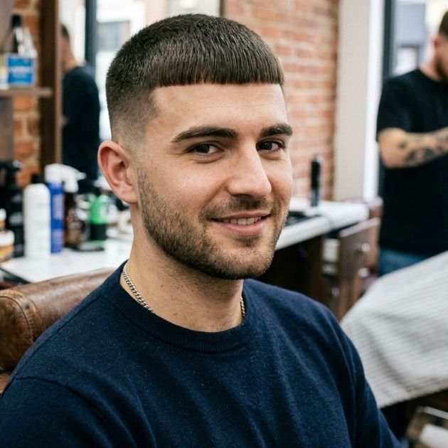 Buzzed Caesar with Clean Fringe