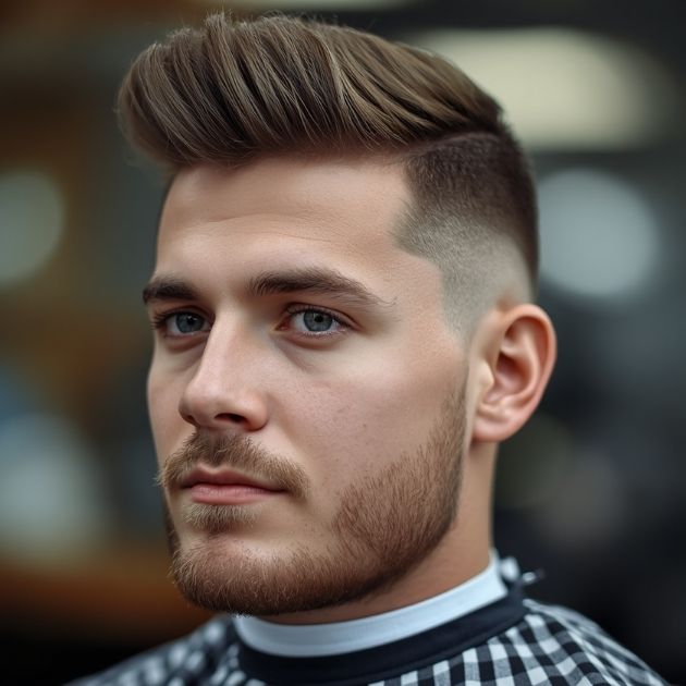 Casual Messy Brush Back with Disconnected Undercut Fade