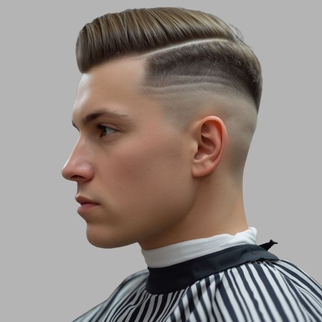 Comb Over with Low Taper Fade