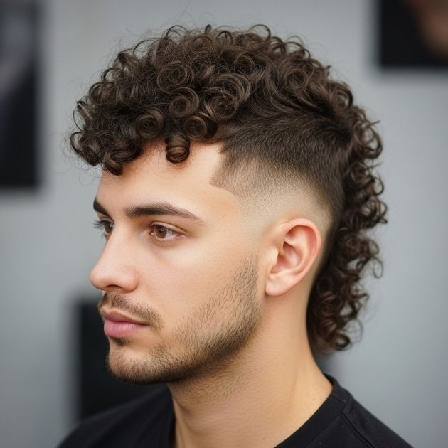 Curly Mohawk Mullet Fade