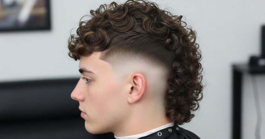 Curly Mullet Fade Haircuts