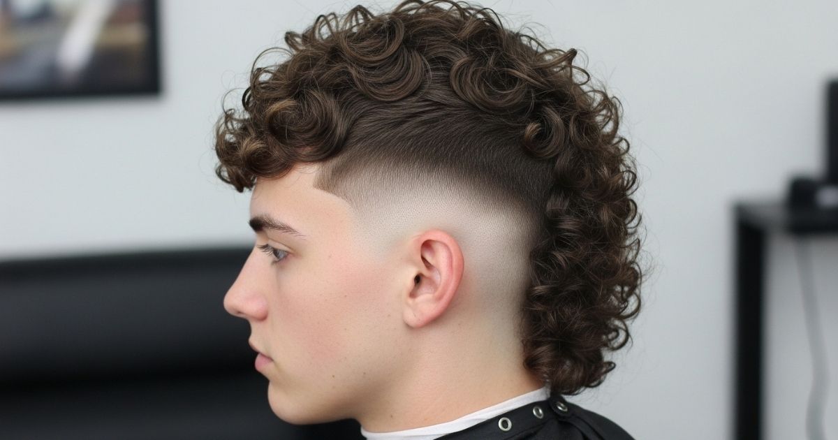 Curly Mullet Fade Haircuts