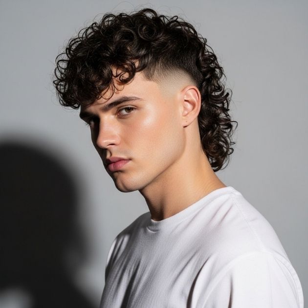 Curly Two Block Mullet