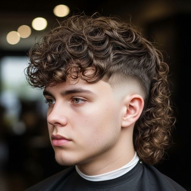 Curly Wolf Cut Mullet Fade