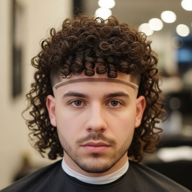 Disconnected Curly Mullet Fade