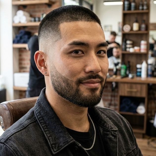 Faded Buzz Cut with Beard Blend