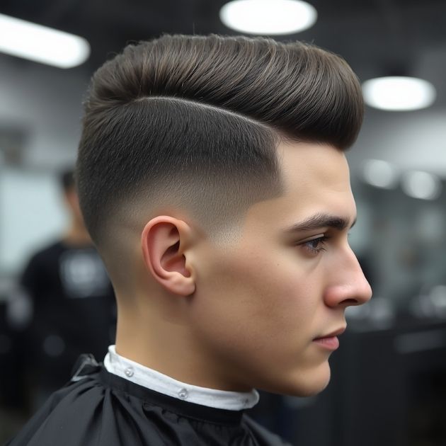Full Textured Quiff with Low Skin Fade