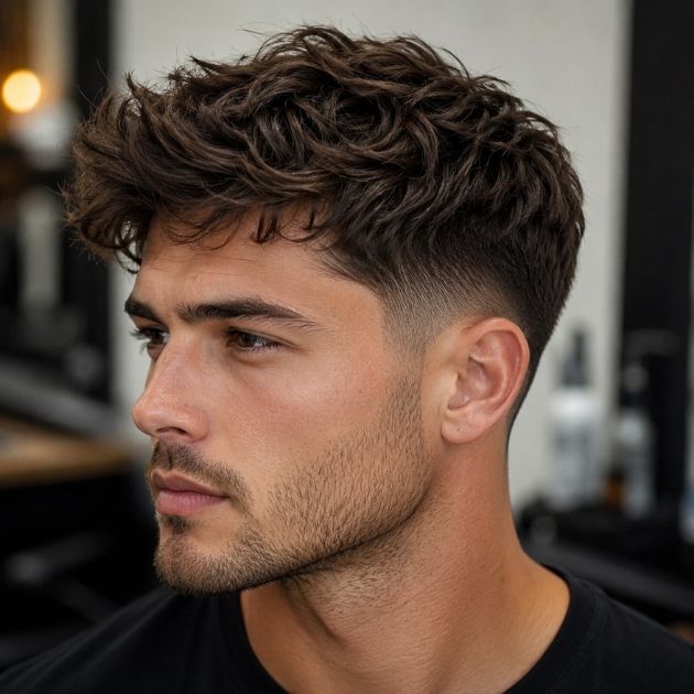 Handsome Short Tousled Style with Low Taper Fade