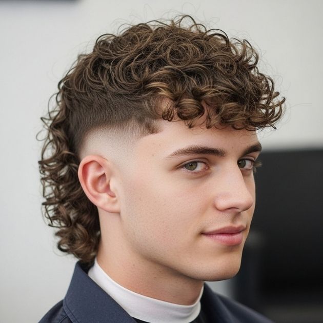 High Fade Curly Mullet