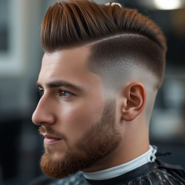 Hipster Faux Hawk with Undercut Fade and Beard