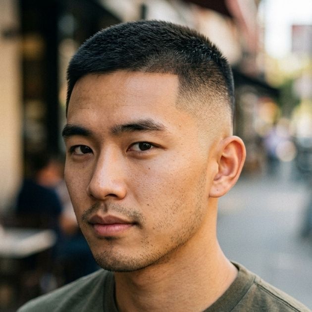 Long Buzz Cut with High Skin Fade