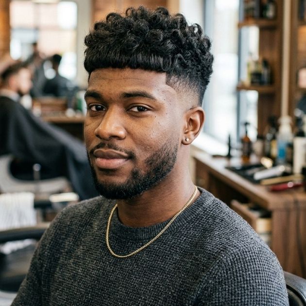 Long Top Mid Fade Caesar