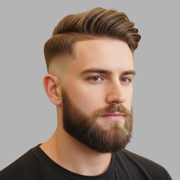 Low Taper Fade Haircut with Beard