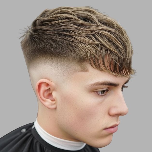 Low Taper Fade Textured Fringe Haircut