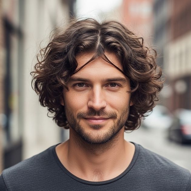 Messy Curly Middle Part