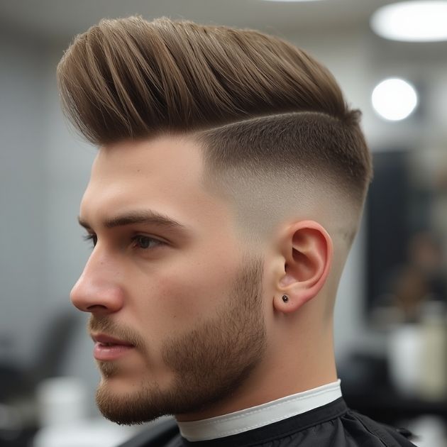 Natural Quiff with High Fade