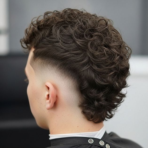 Short Curly Mullet Fade