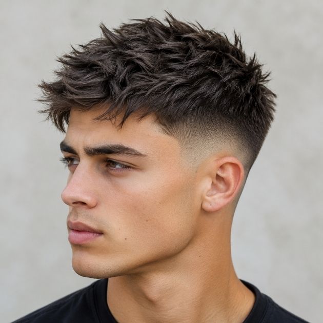 Short Messy Spikes with Mid Skin Fade