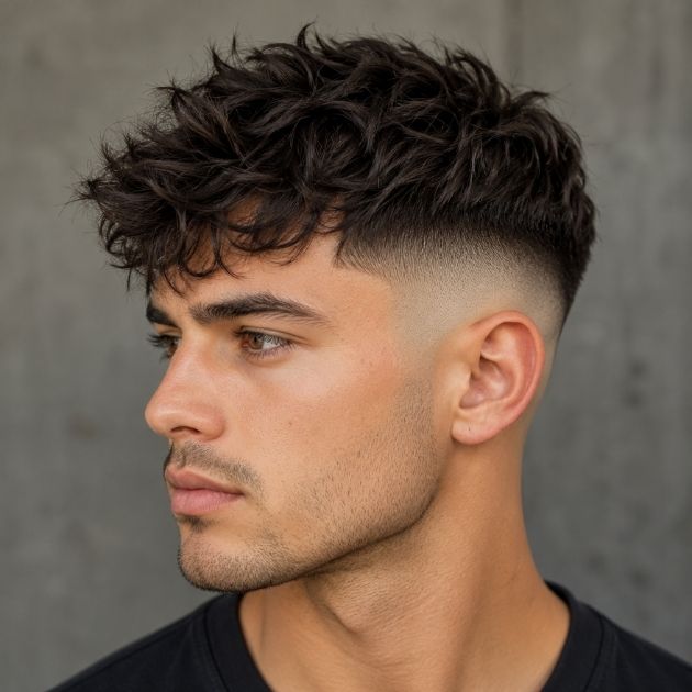 Short Messy Waves with High Skin Fade