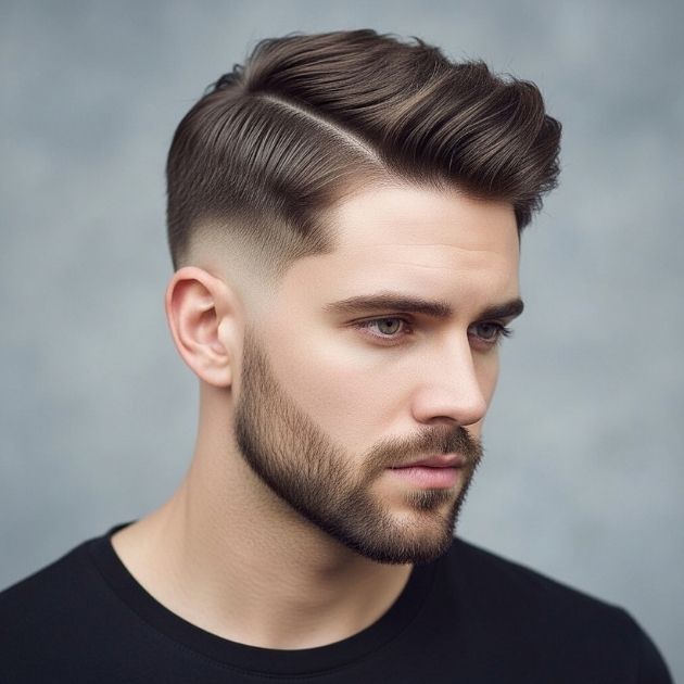 Short Textured Middle Part with Low Fade