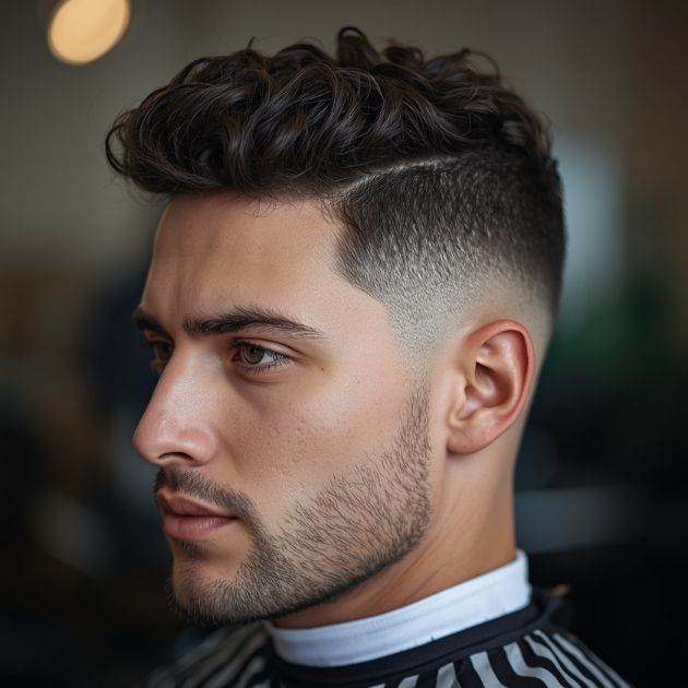 Stylish Curly Hair with Faded Undercut