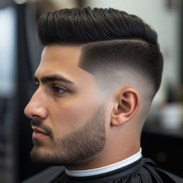 Textured Pompadour with Undercut Drop Fade