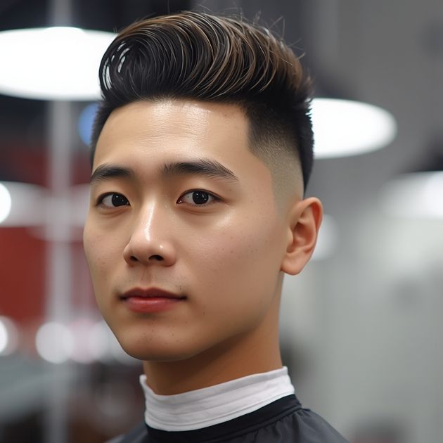 Textured Quiff with Sharp Fade
