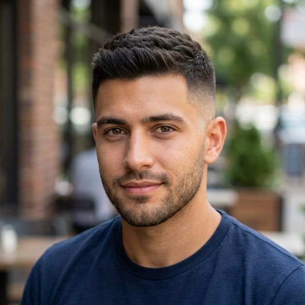 Thick Crew Cut with Skin Fade