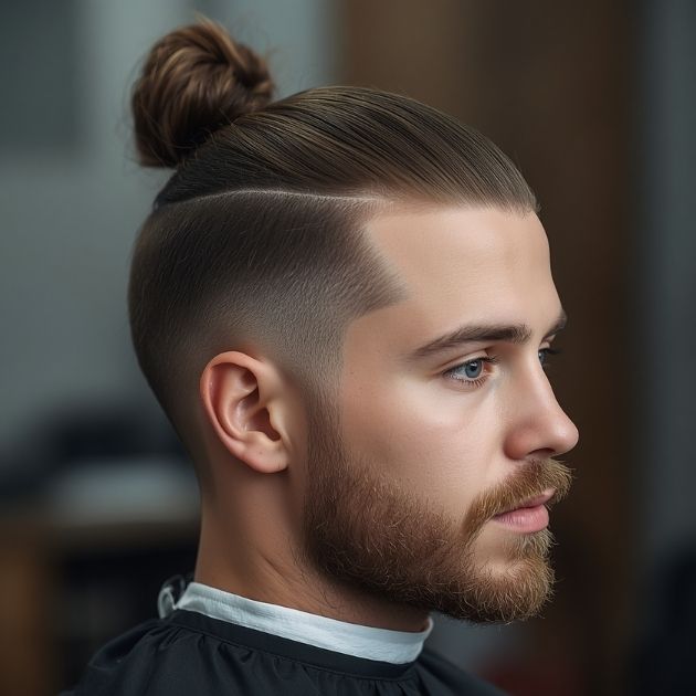 Trendy Man Bun with Low Temp Fade Undercut