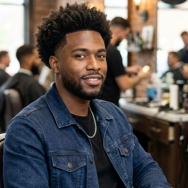 Afro with Edge-Up and Mid Taper