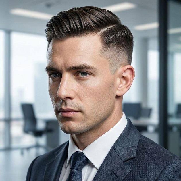 Business Professional Side Part with Short Sides