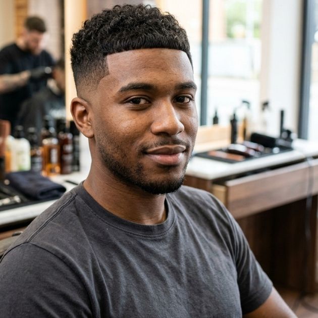Caesar Cut with Mid Taper Fade