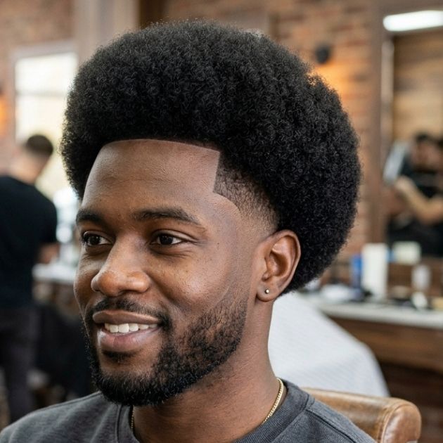 Classic Afro with Mid Taper Fade