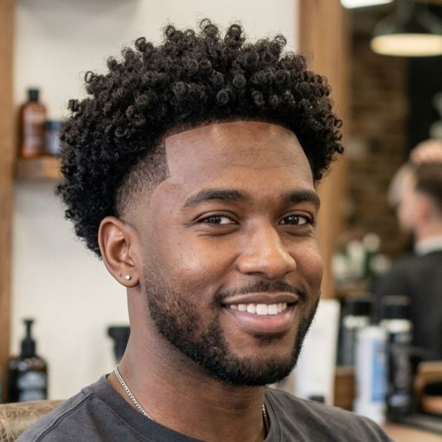 Classic Low Taper Fade with Natural Curls