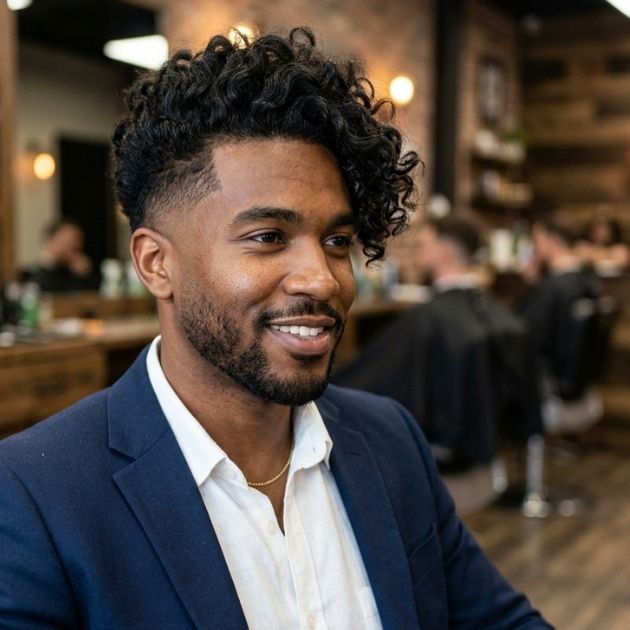Classy Off-Center Curls with Tapered Sides