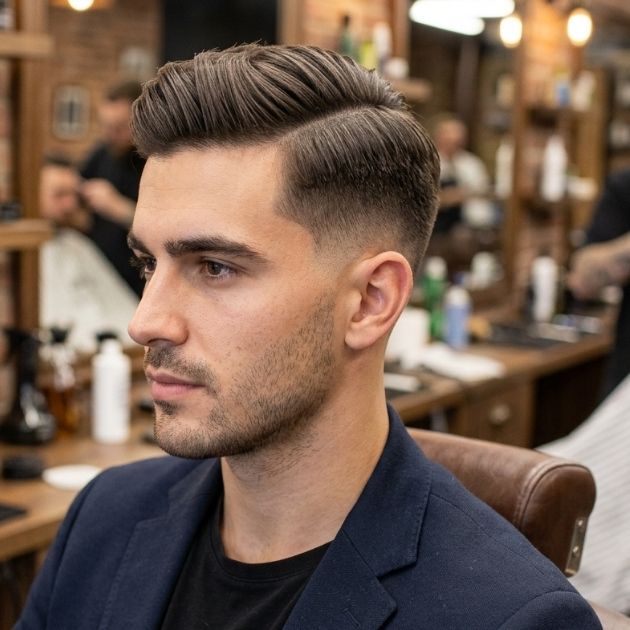 Comb Over with Low Taper Fade