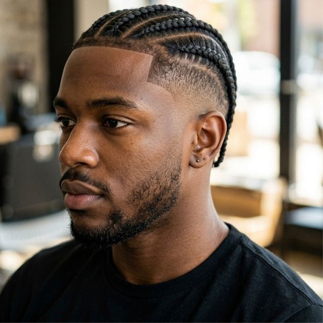 Cornrows with Mid Taper Fade